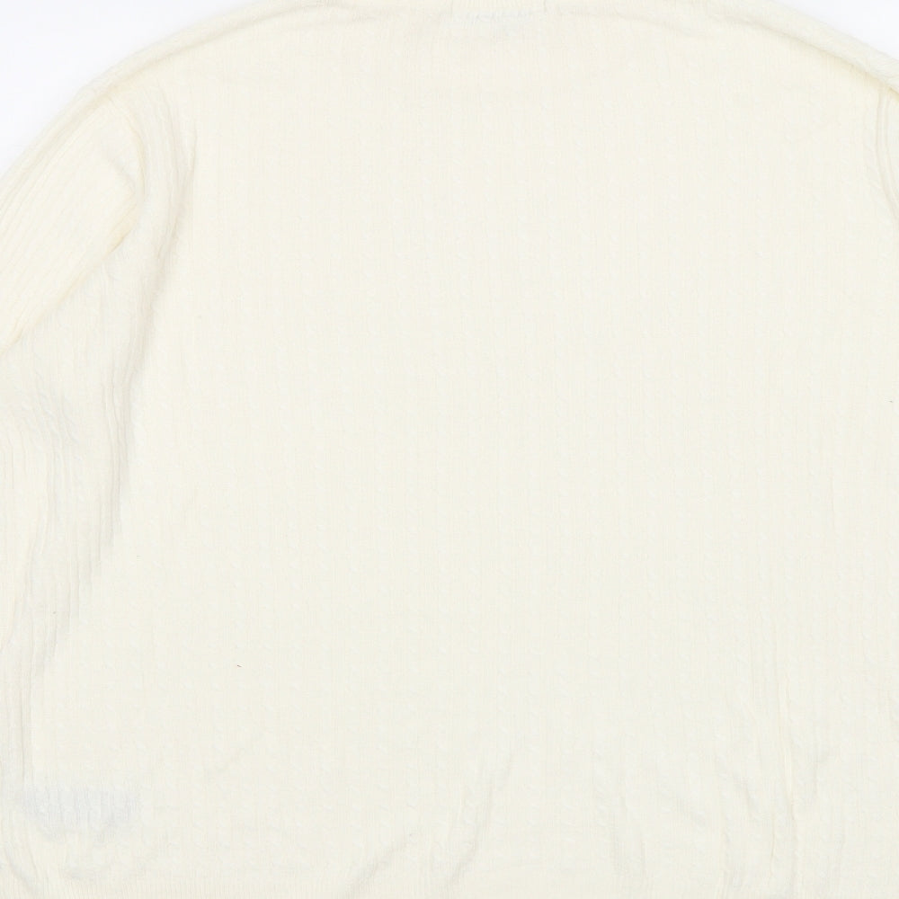 Classic Womens Ivory Mock Neck Acrylic Pullover Jumper Size 16