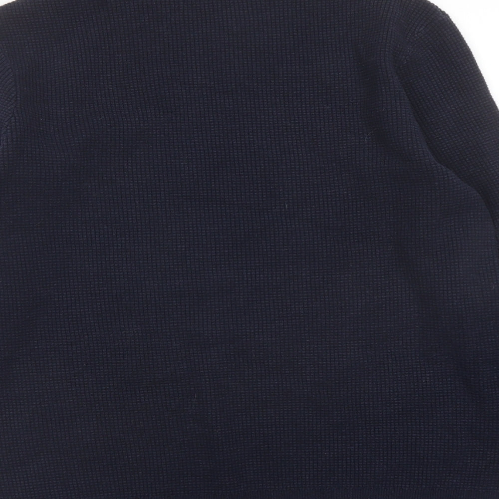 Marks & Spencer Mens Blue Crew Neck Polyester Pullover Jumper Size L Long Sleeve