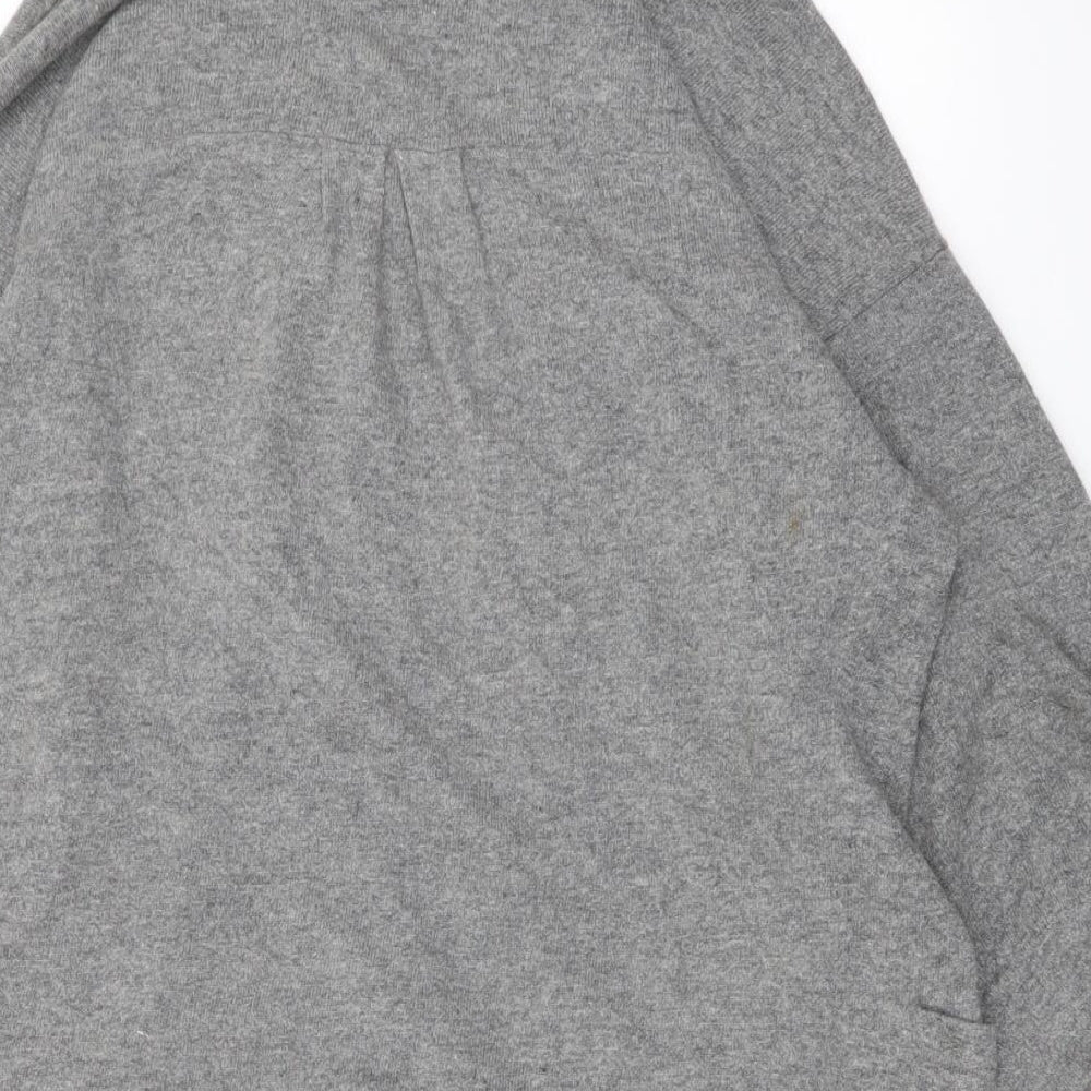 Monsoon Womens Grey V-Neck Cotton Cardigan Jumper Size M - Open