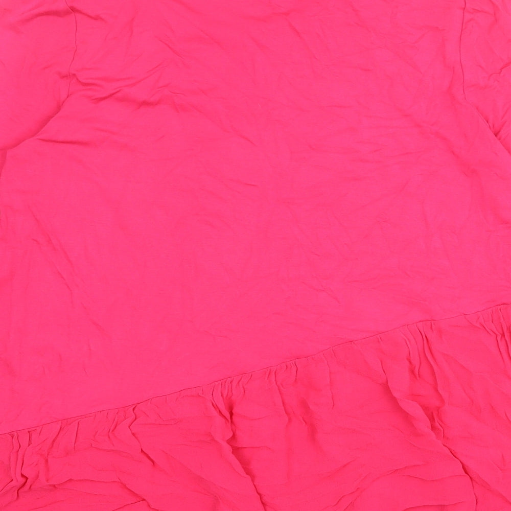 Together Womens Pink Viscose Tunic Blouse Size 12 Round Neck - Frill