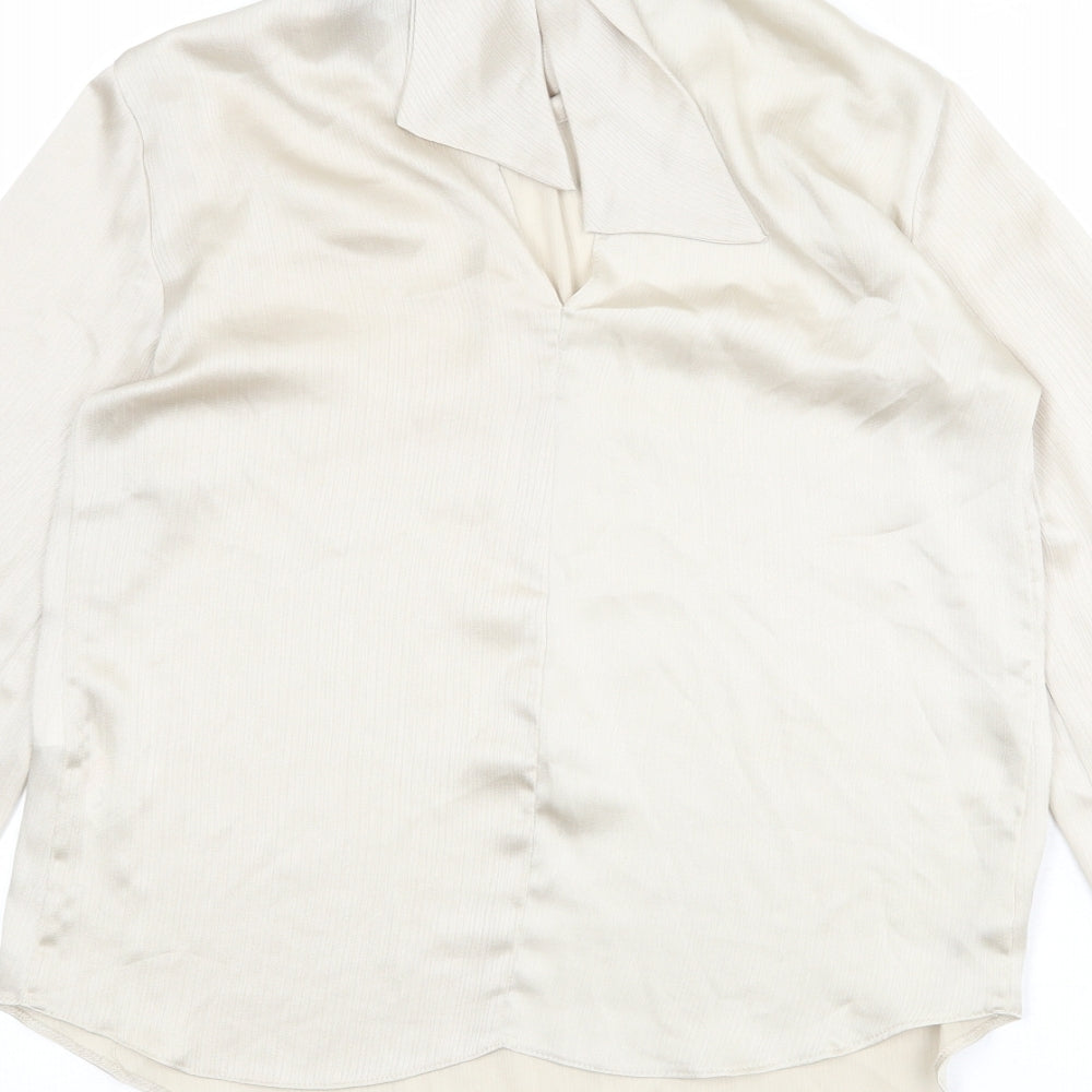 Dorothy Perkins Womens Beige Polyester Basic Blouse Size 6 High Neck - Bow