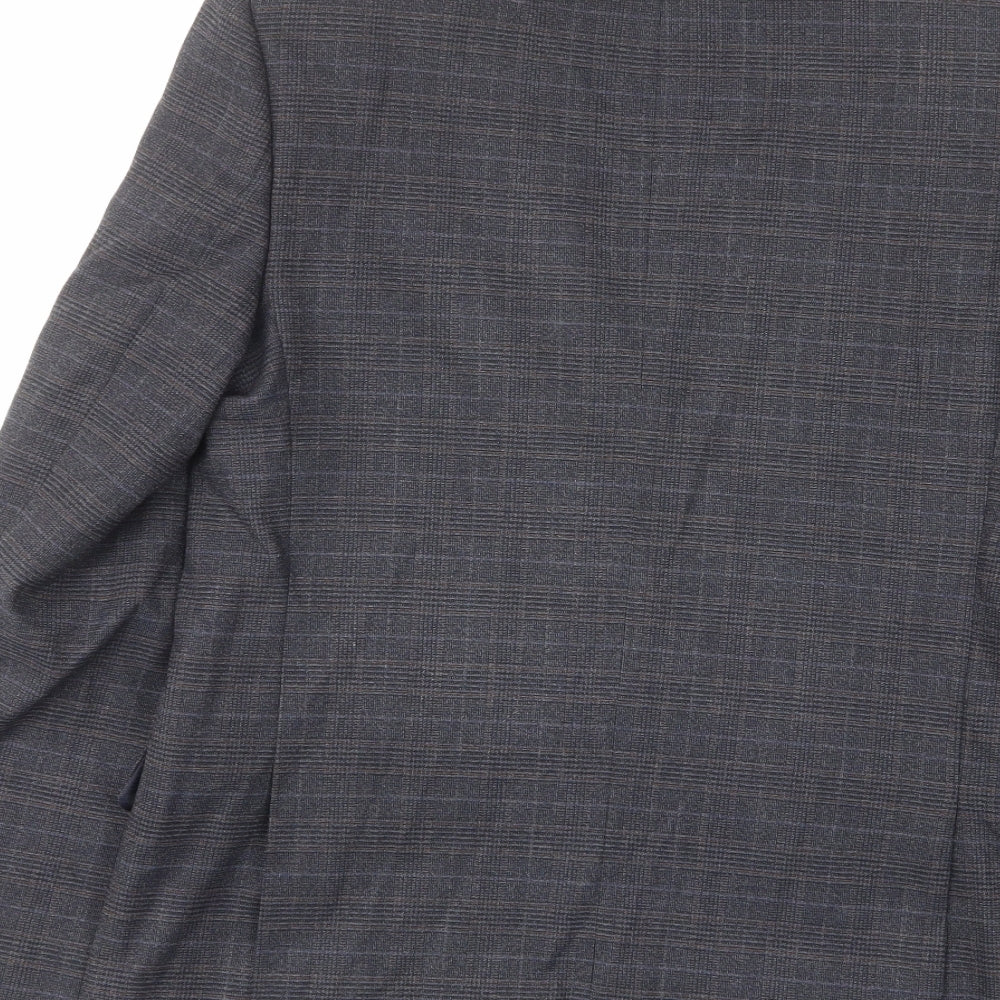 Marks & Spencer Mens Blue Plaid Polyester Jacket Suit Jacket Size 38 Regular