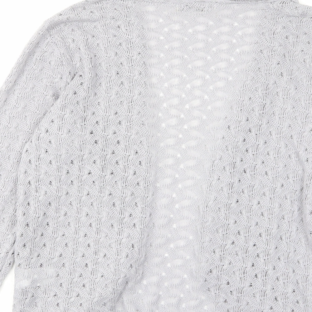 Oasis Womens Grey Collared Polyester Cardigan Jumper Size L - Open Pockets