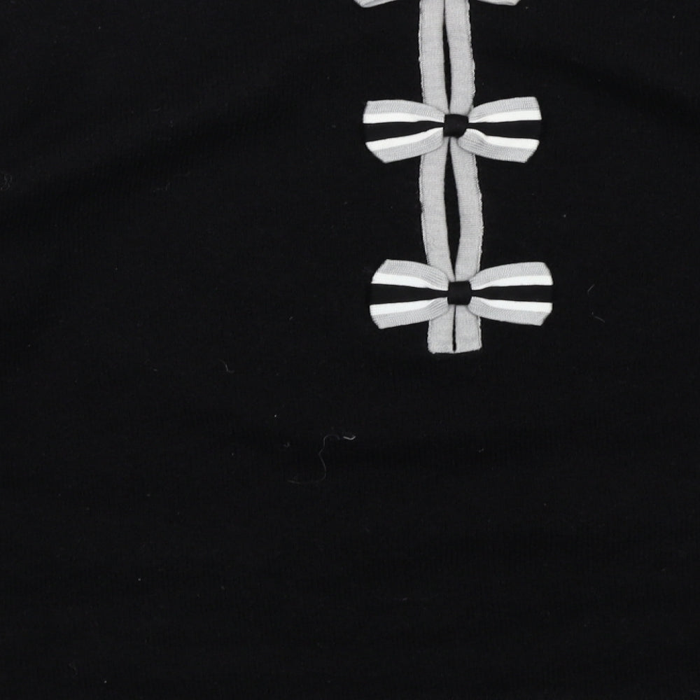 Grace & Mila Womens Black Boat Neck Acrylic Pullover Jumper Size S - Bow Detail
