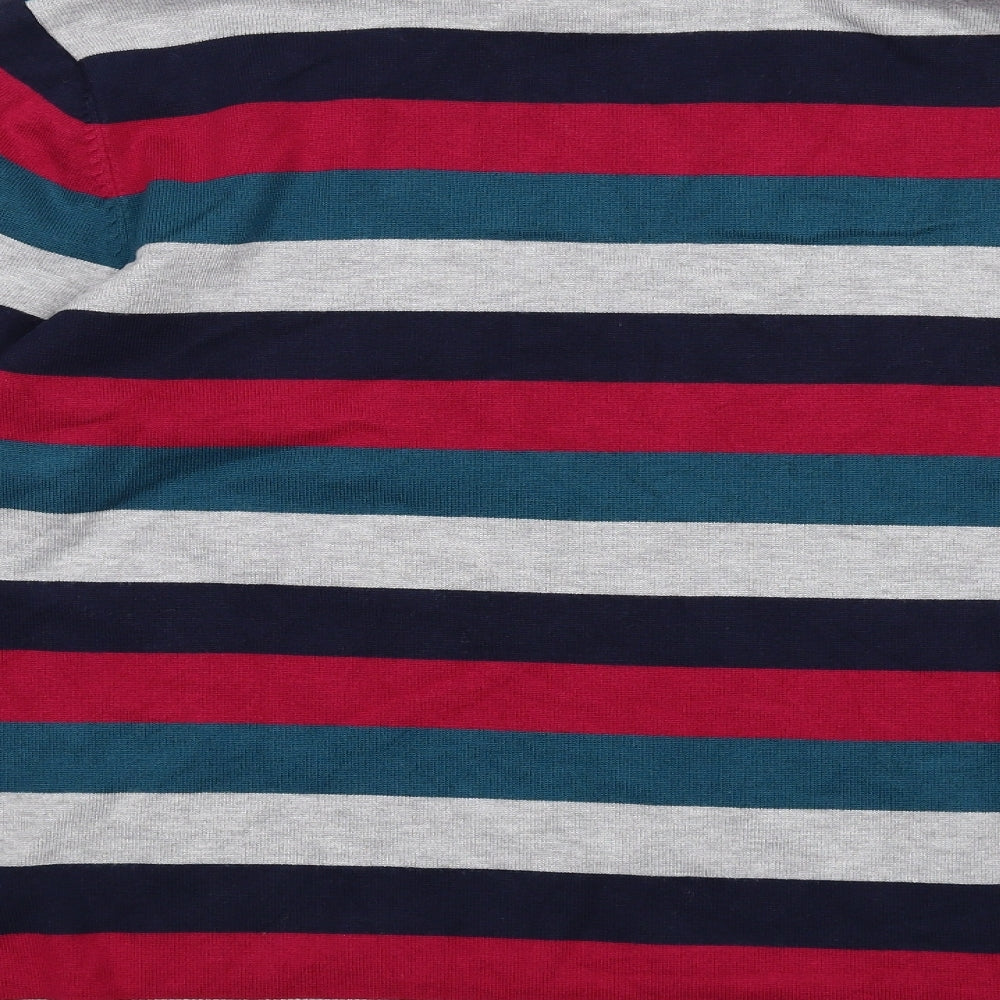 Retrology Womens Multicoloured Roll Neck Striped Viscose Pullover Jumper Size XL