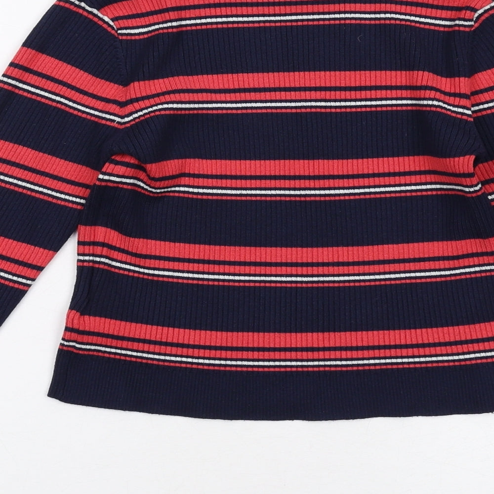 H&M Womens Multicoloured Mock Neck Striped Viscose Pullover Jumper Size M - Ribbed