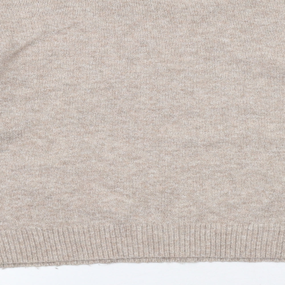 New Look Womens Beige Crew Neck Acrylic Pullover Jumper Size M