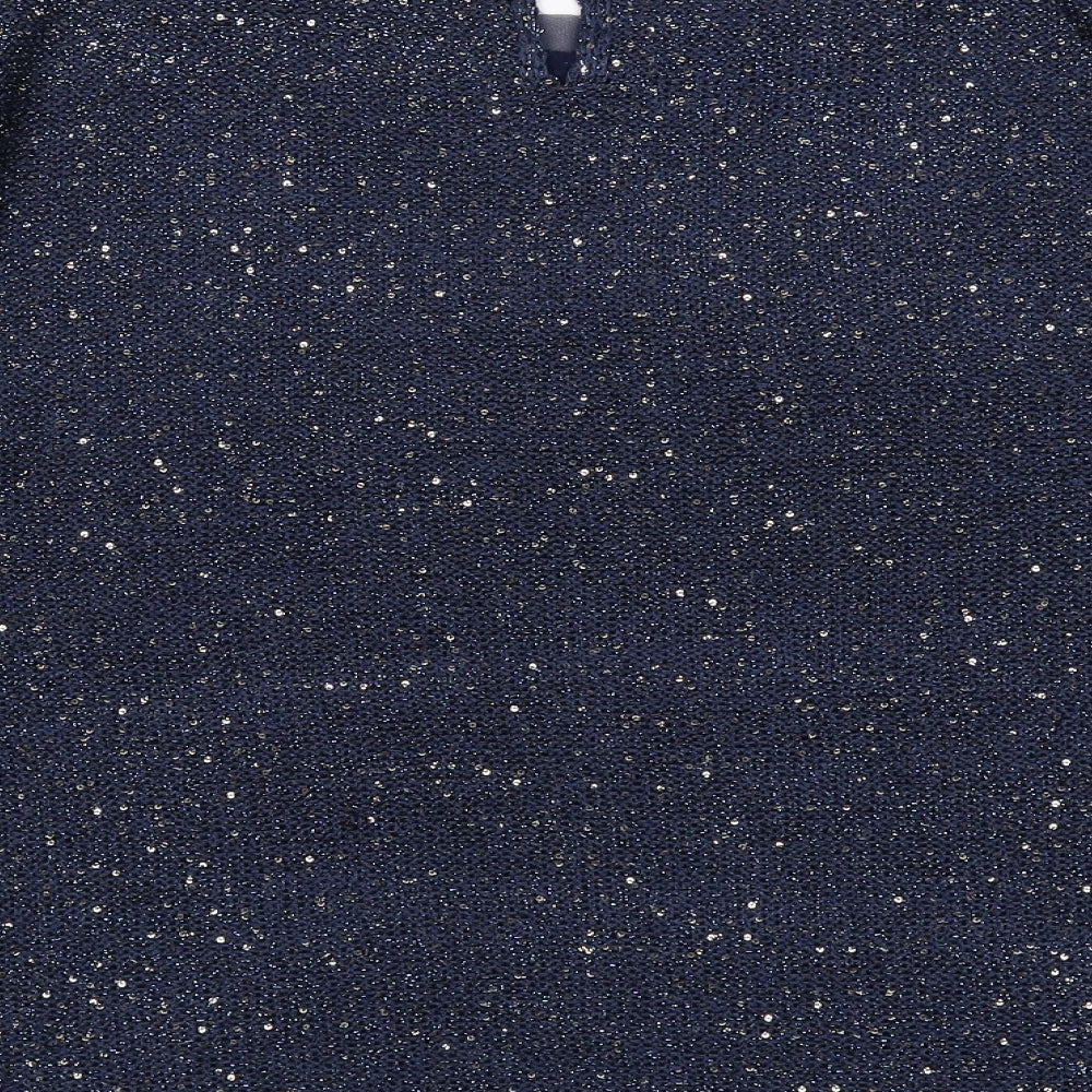 Monsoon Womens Blue Boat Neck Polyester Pullover Jumper Size M - Glitter