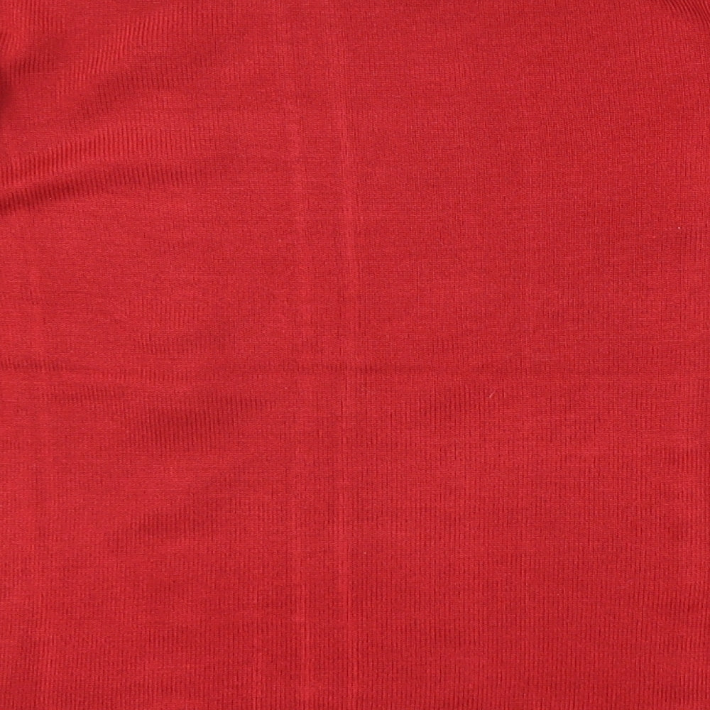Marks & Spencer Womens Red Boat Neck Acrylic Pullover Jumper Size 8 - Beaded