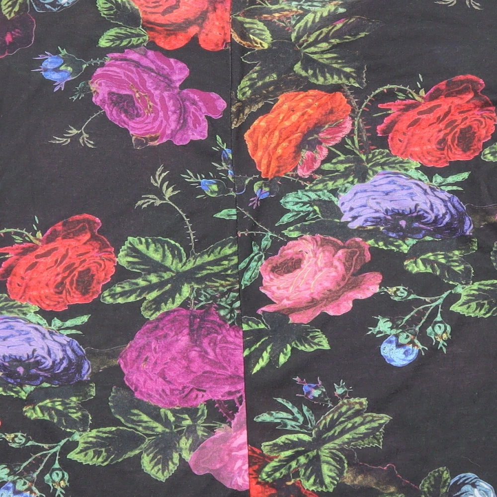 H&M Womens Multicoloured Floral Polyester Basic Blouse Size S Round Neck - Lace Sleeve Detail