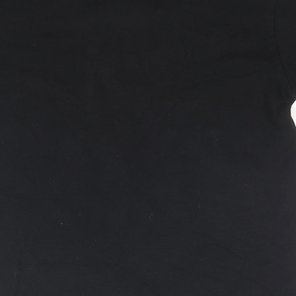 Status Womens Black Cotton Basic T-Shirt Size S Round Neck