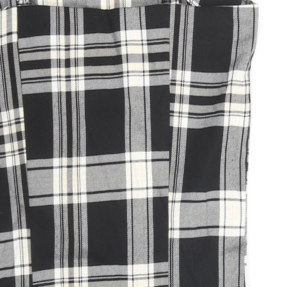 Divided by H&M Womens Black Check Polyester Blend Mini Size 4 Square Neck Zip