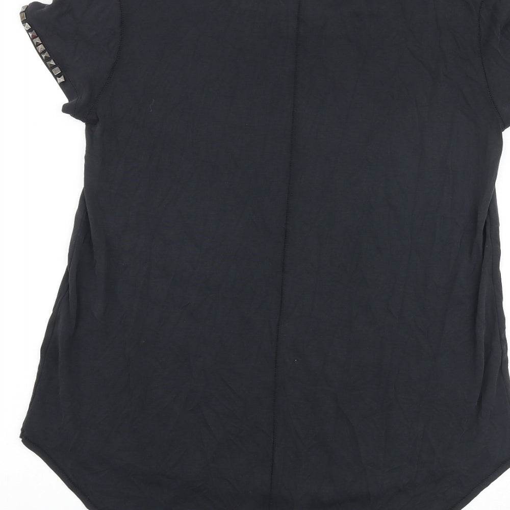 H&M Womens Grey Polyester Basic T-Shirt Size S Round Neck