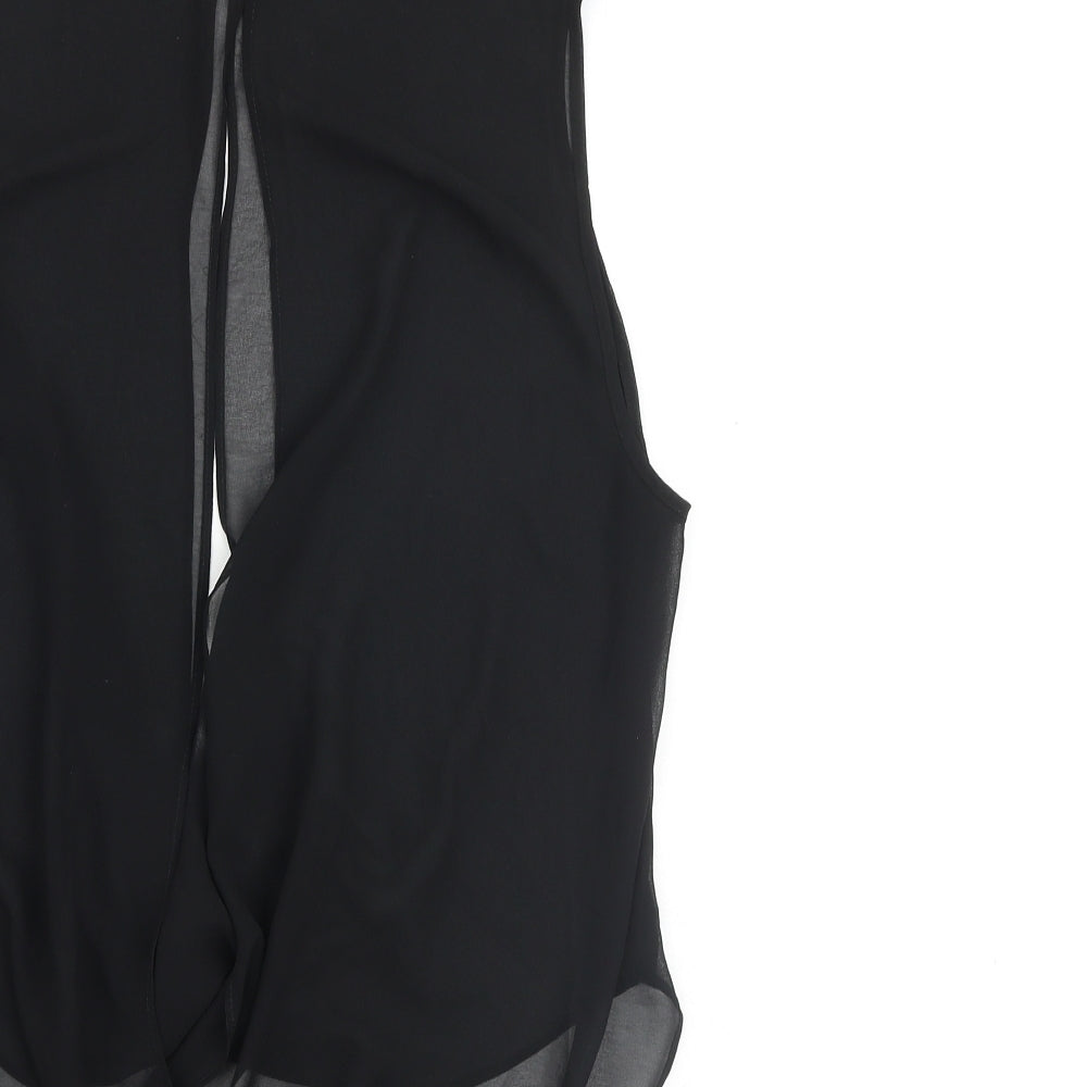 Topshop Womens Black Polyester Basic Blouse Size 8 Round Neck