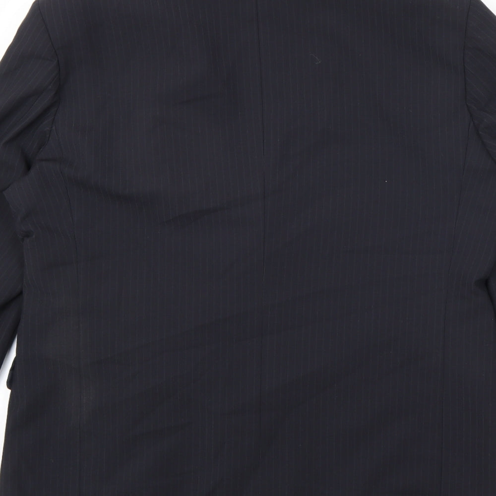 Marks & Spencer Mens Blue Striped Polyester Jacket Suit Jacket Size 42 Regular