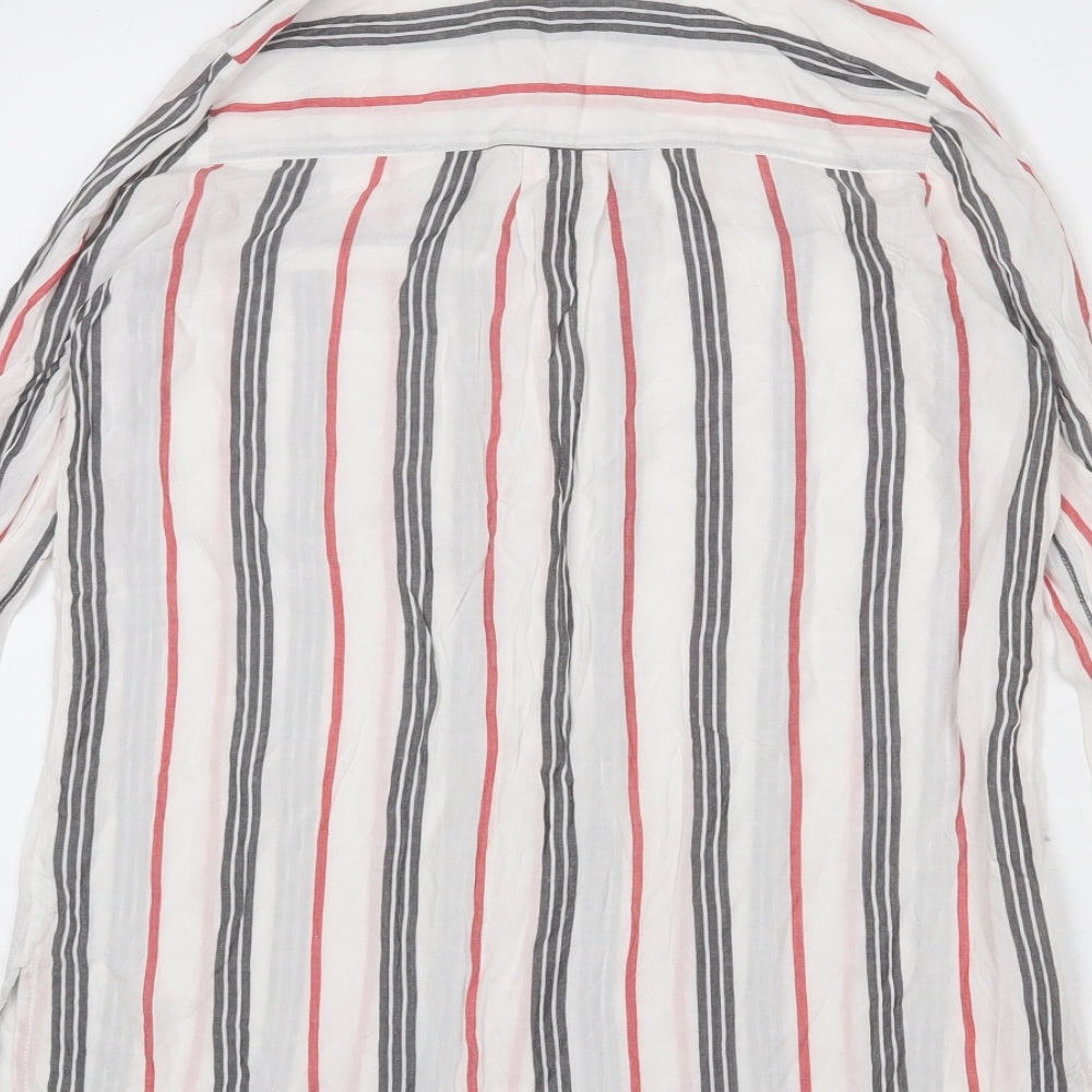 River Island Womens White Striped Modal Basic Button-Up Size 6 Collared