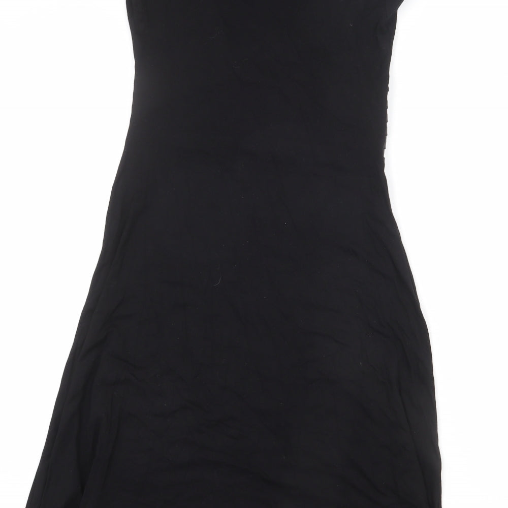 ORSAY Womens Black Viscose A-Line Size 10 V-Neck Pullover - Frills