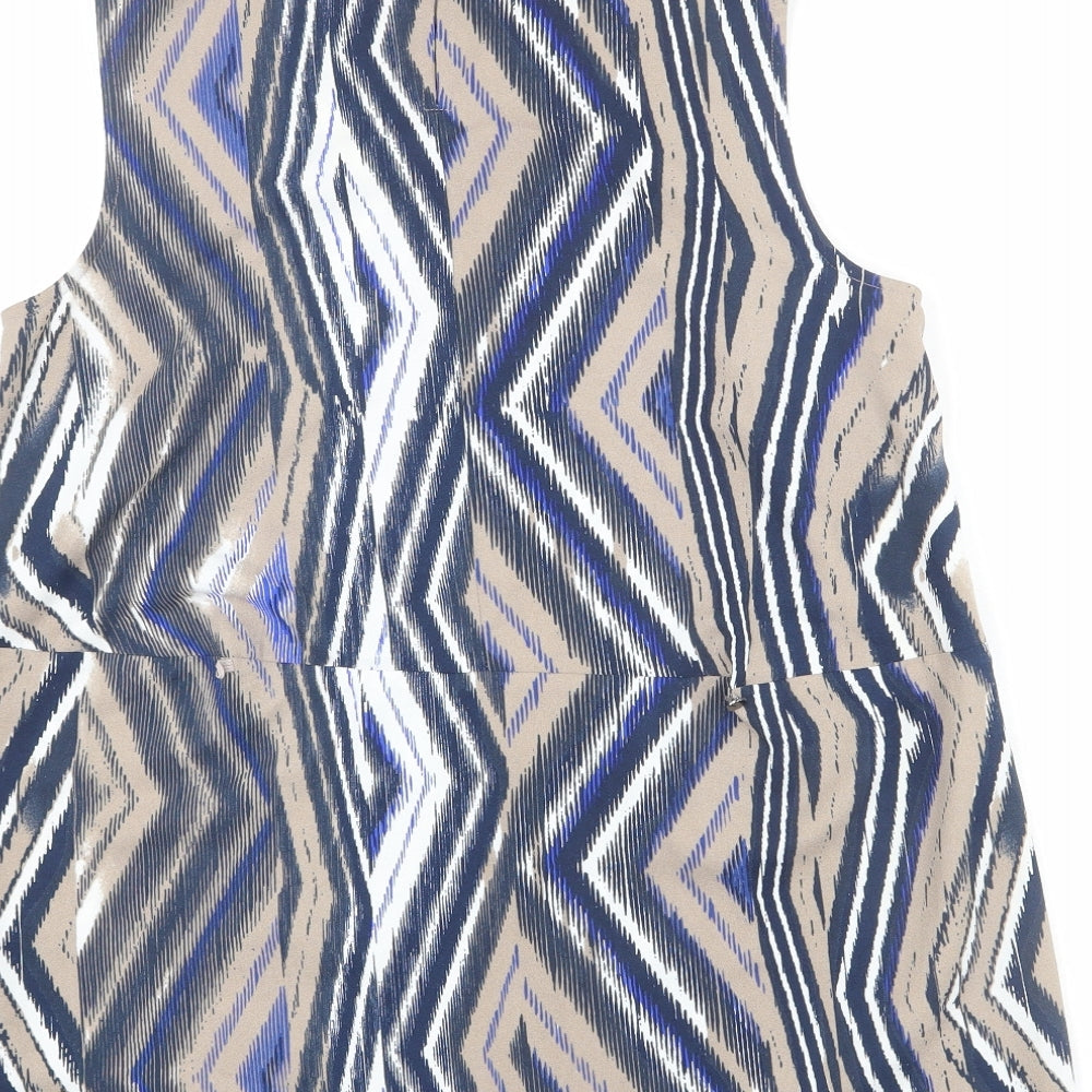 Warehouse Womens Multicoloured Geometric Polyester Basic Tank Size 10 Round Neck - Zig Zag Pattern