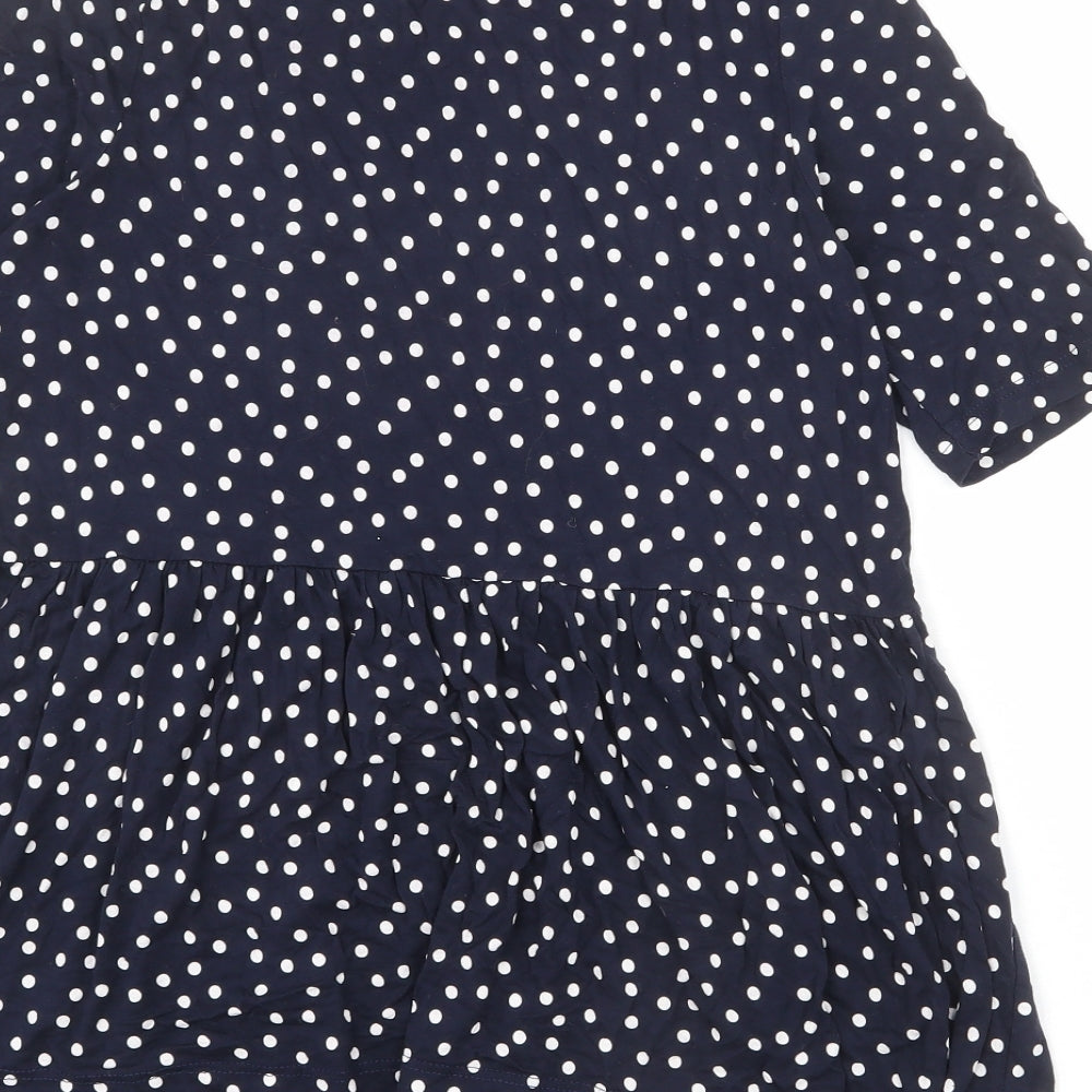 NEXT Womens Blue Polka Dot Viscose Basic T-Shirt Size 8 Round Neck
