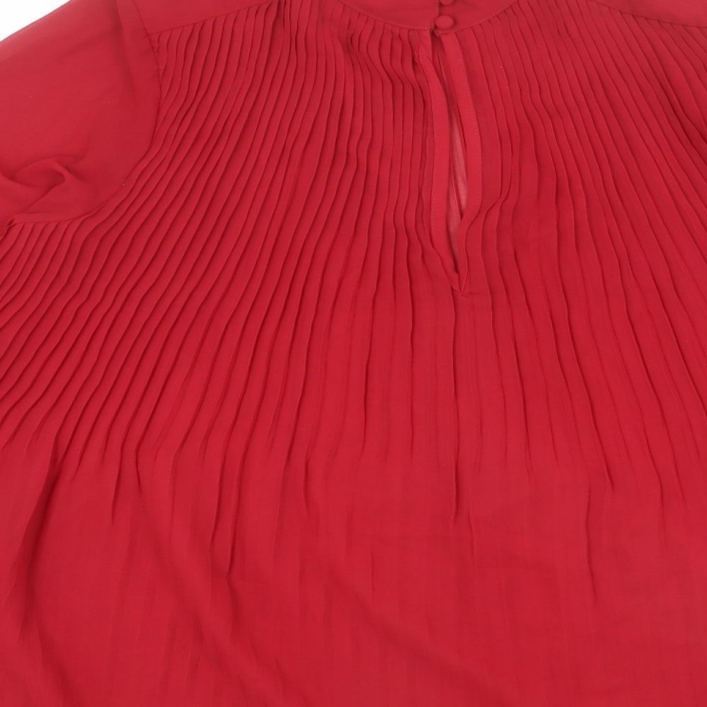ASOS Womens Red Polyester Basic Blouse Size 8 Mock Neck - Pleated