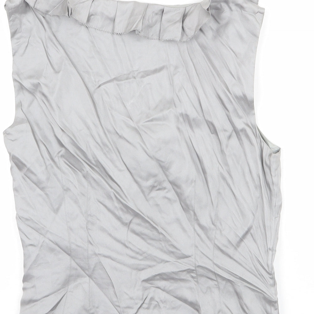 Coast Womens Silver Silk Basic Blouse Size S Scoop Neck