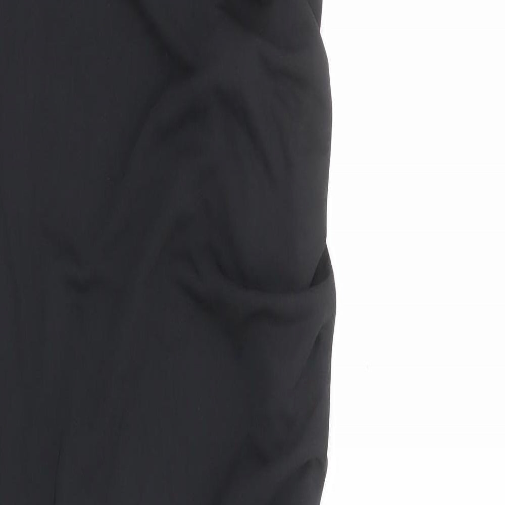 Zara Womens Black Striped Polyester Maxi Size S Cowl Neck Pullover - Ruched Detail