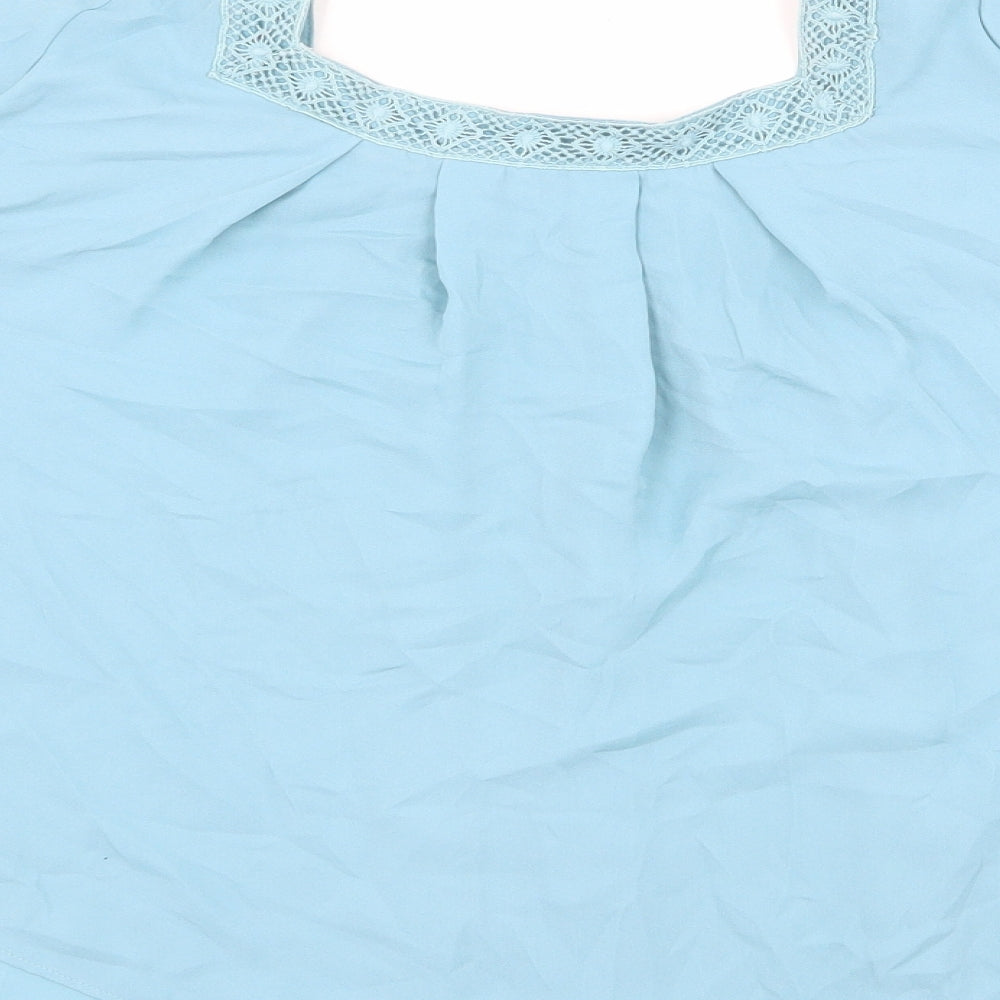 Limited Edition Womens Blue Polyester Basic Blouse Size 10 Square Neck - Cut Out Detail