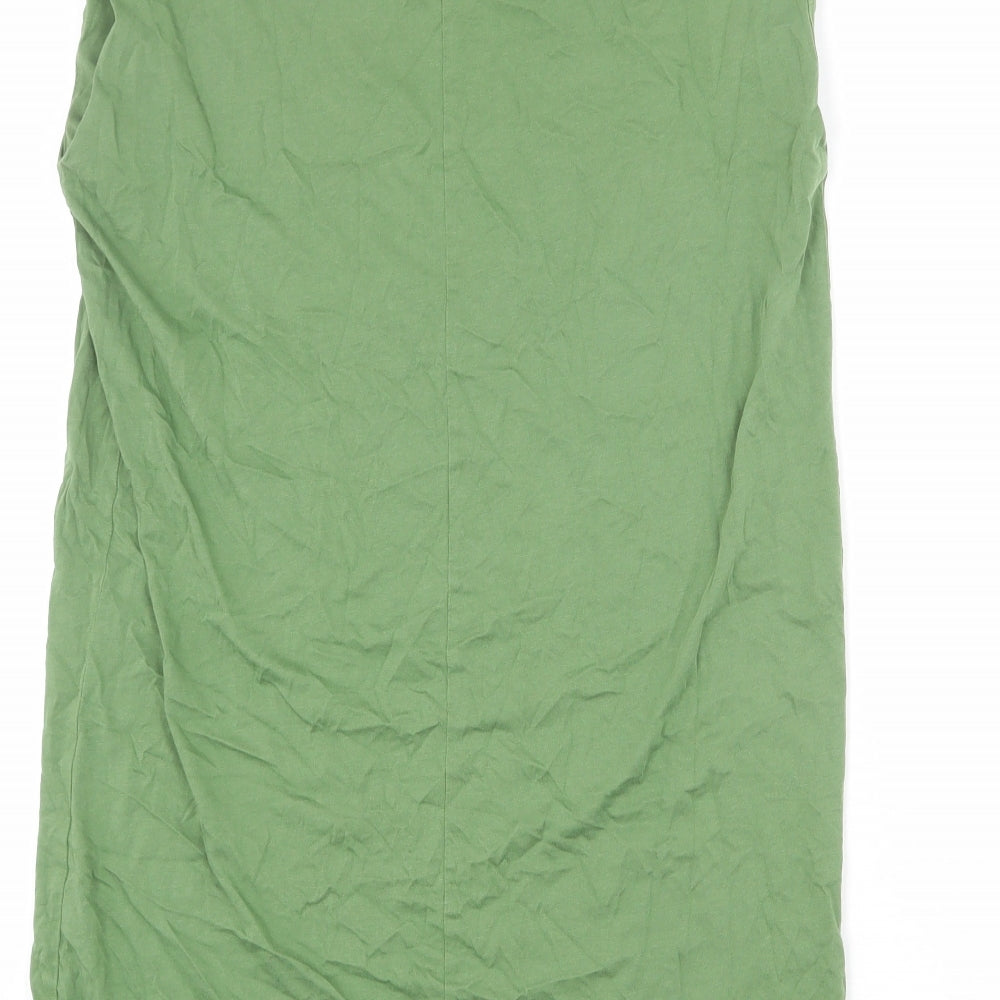 Very Womens Green Cotton T-Shirt Dress Size 10 Round Neck Pullover - Shoulder Pads