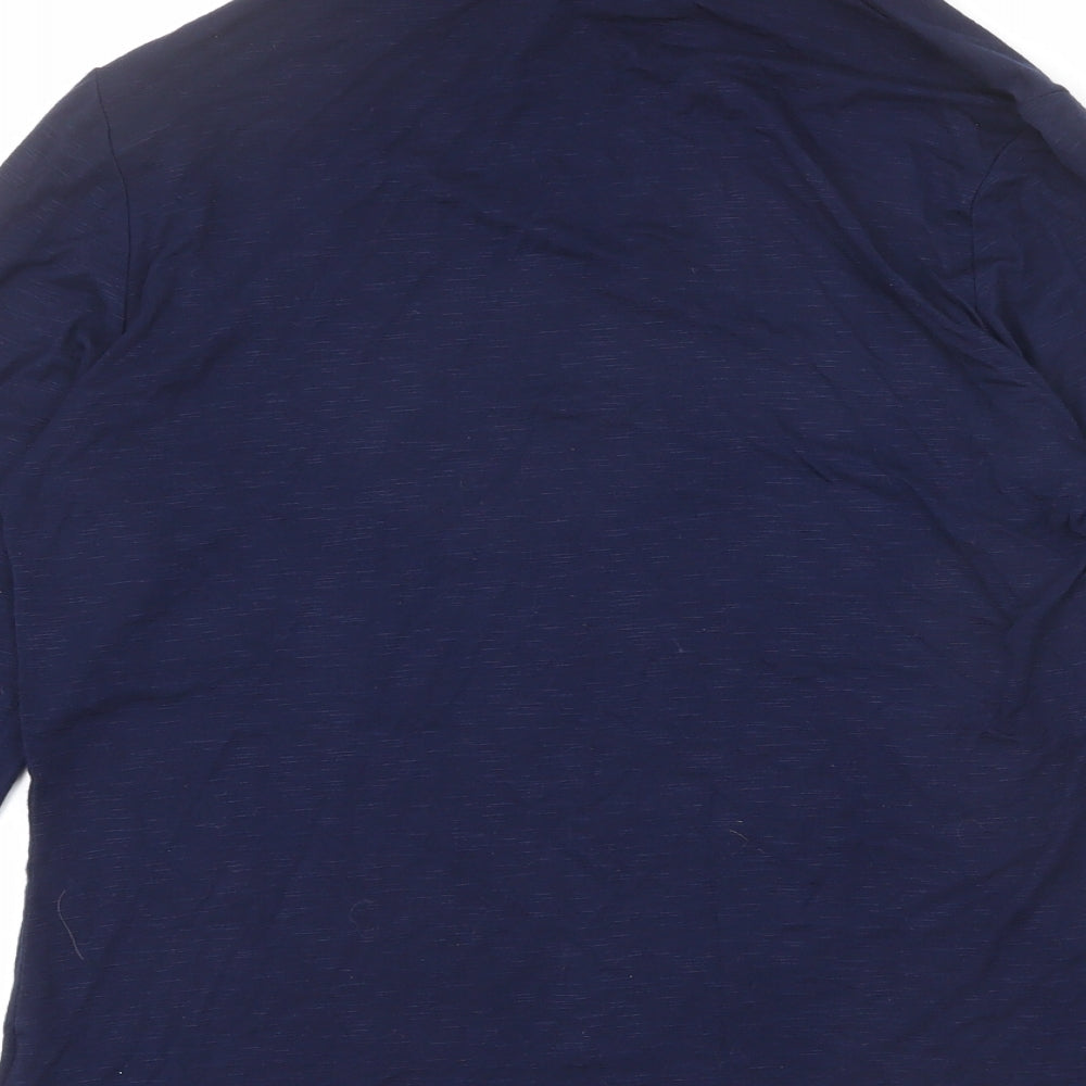 Marble Womens Blue Viscose Basic T-Shirt Size 10 High Neck - Button Detail