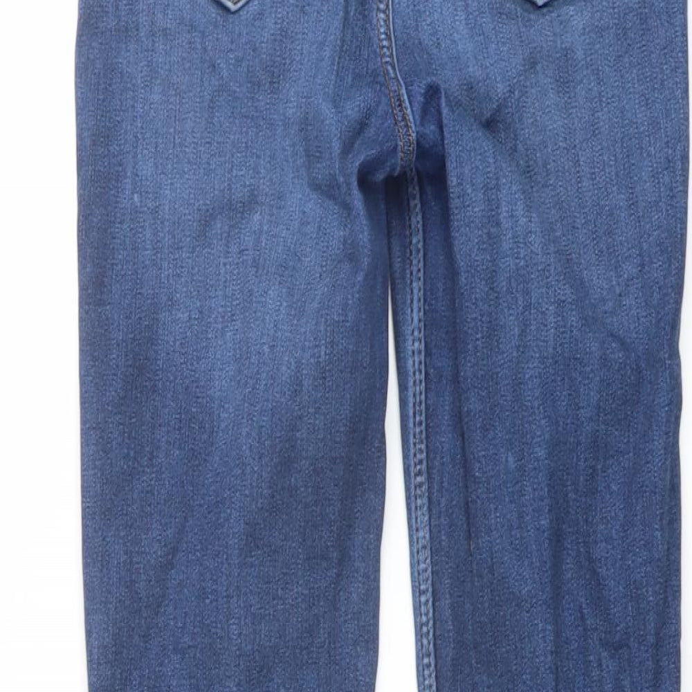 Marks & Spencer Womens Blue Cotton Skinny Jeans Size 8 L28 in Regular Button