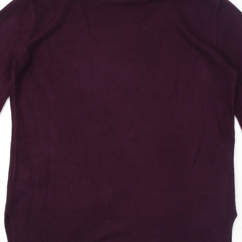 Marks & Spencer Womens Purple Mock Neck Acrylic Pullover Jumper Size S