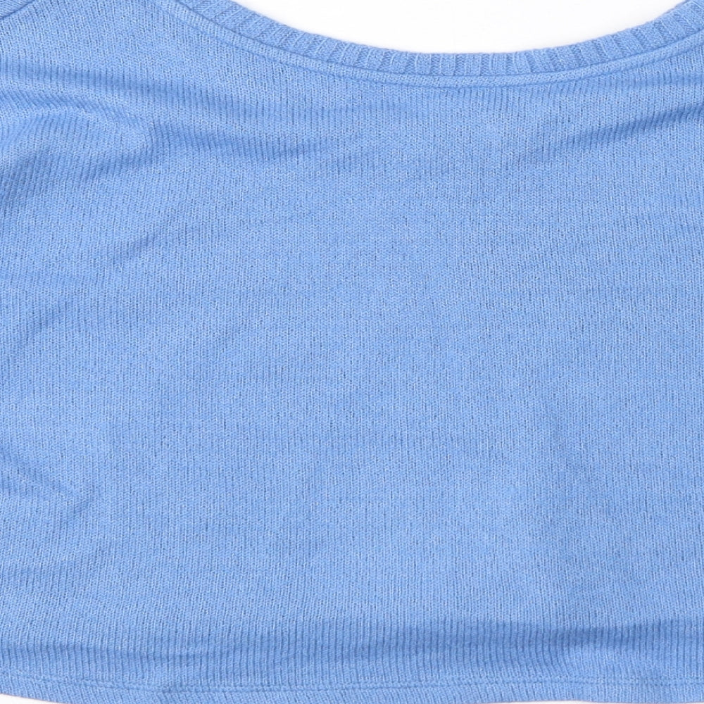 Marks and Spencer Womens Blue V-Neck Acrylic Pullover Jumper Size 14