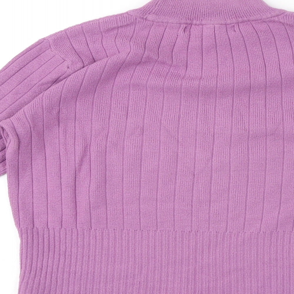 Marks & Spencer Womens Purple Mock Neck Viscose Pullover Jumper Size 8 - Button Detail