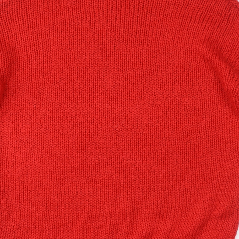 Divided Womens Red Crew Neck Acrylic Pullover Jumper Size XS