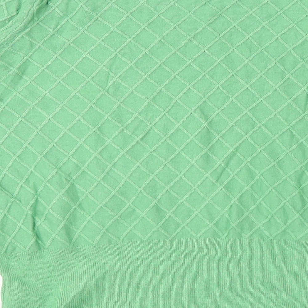 Marks & Spencer Womens Green Crew Neck Argyle/Diamond Viscose Pullover Jumper Size 10