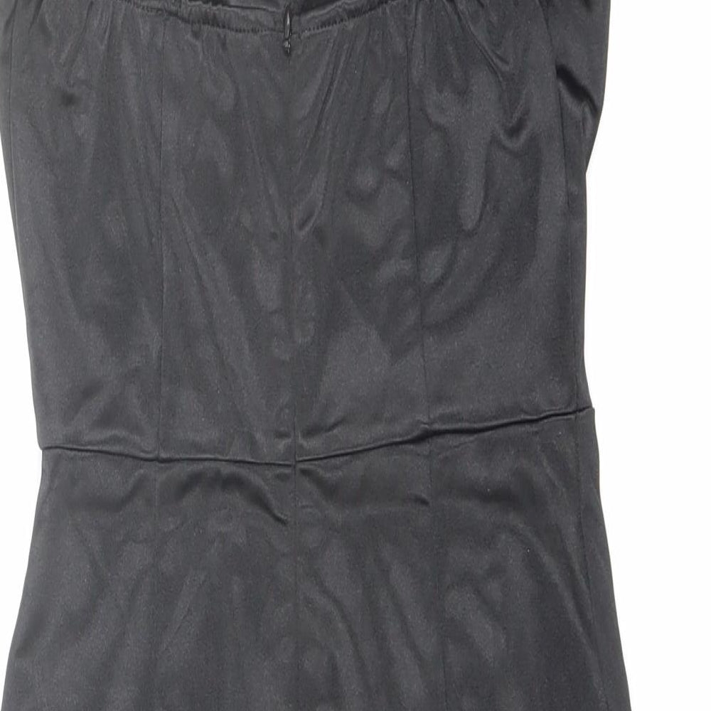 Naanaa Womens Black Polyester Pencil Dress Size 6 Sweetheart Zip - Flower Detail