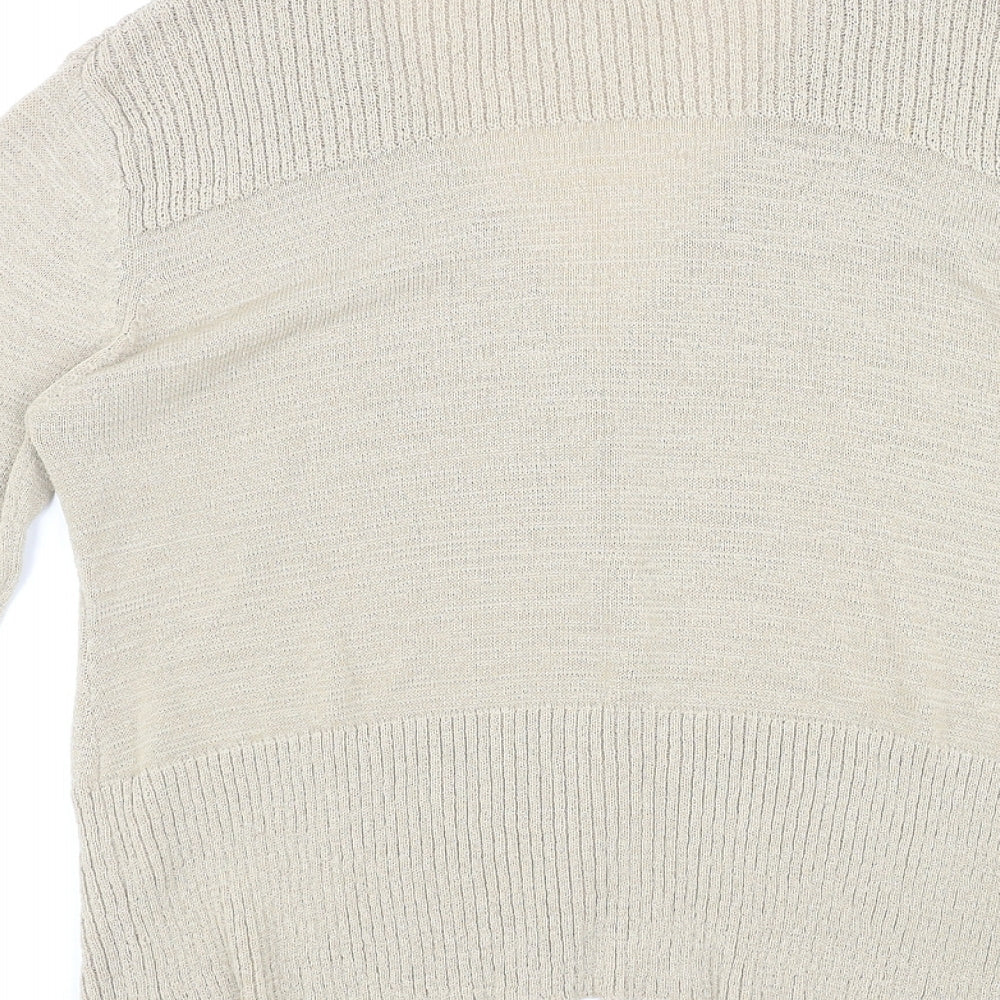 Klass Womens Beige V-Neck Nylon Cardigan Jumper Size XL
