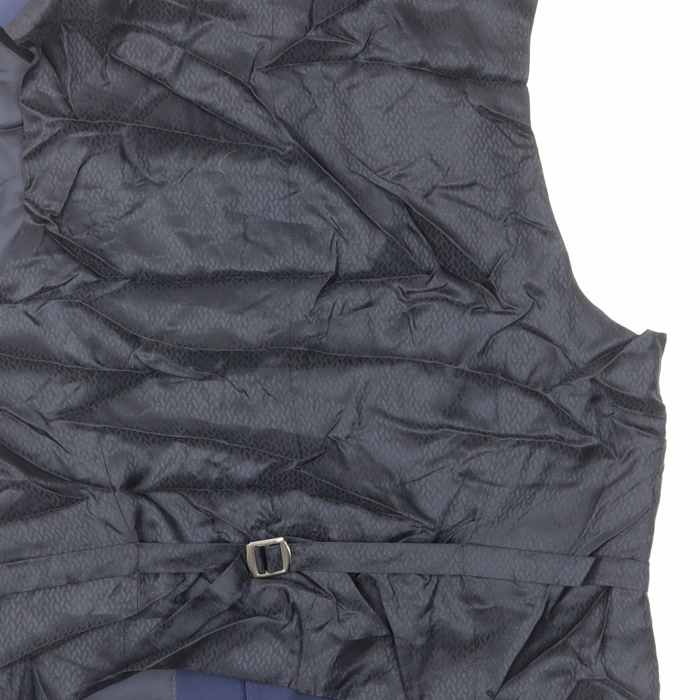 Marks & Spencer Mens Blue Wool Jacket Suit Waistcoat Size 44 Regular