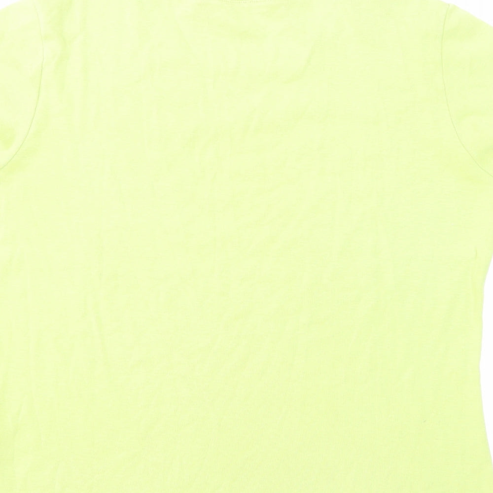 Marks & Spencer Womens Green Cotton Basic T-Shirt Size 16 Crew Neck