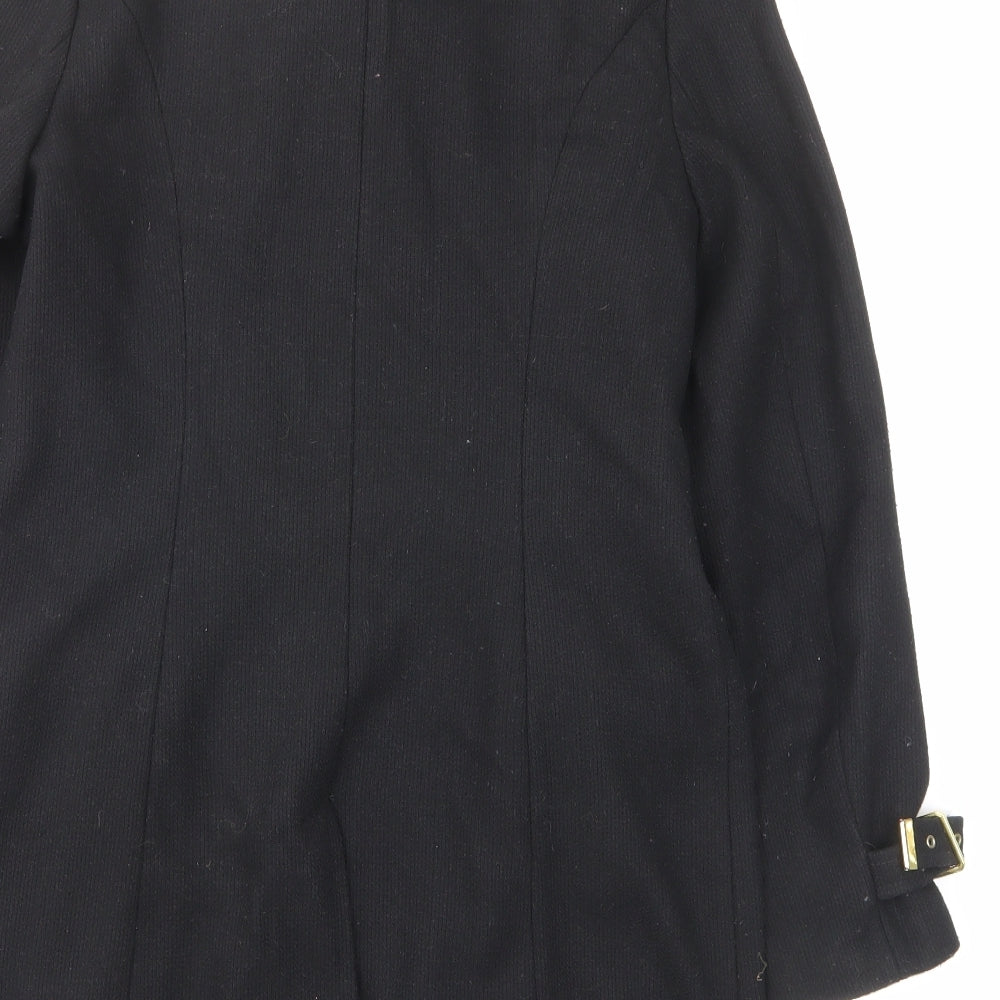 New Look Womens Black Overcoat Coat Size 14 Button - Pockets