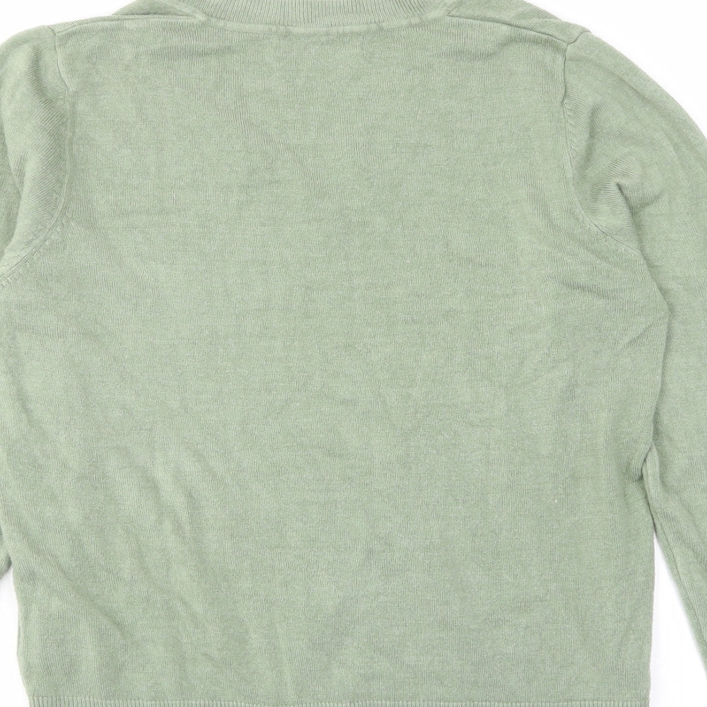 Marks & Spencer Womens Green V-Neck Acrylic Pullover Jumper Size M