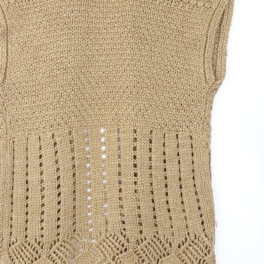 Next Girls Brown V-Neck Acrylic Cardigan Jumper Size 11-12 Years Pullover