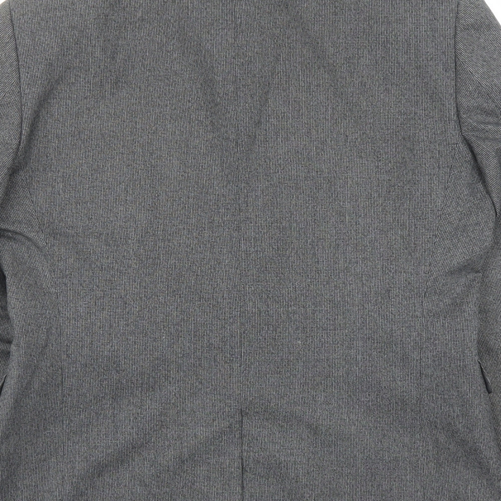 NEXT Mens Grey Geometric Polyester Jacket Suit Jacket Size 40 Regular