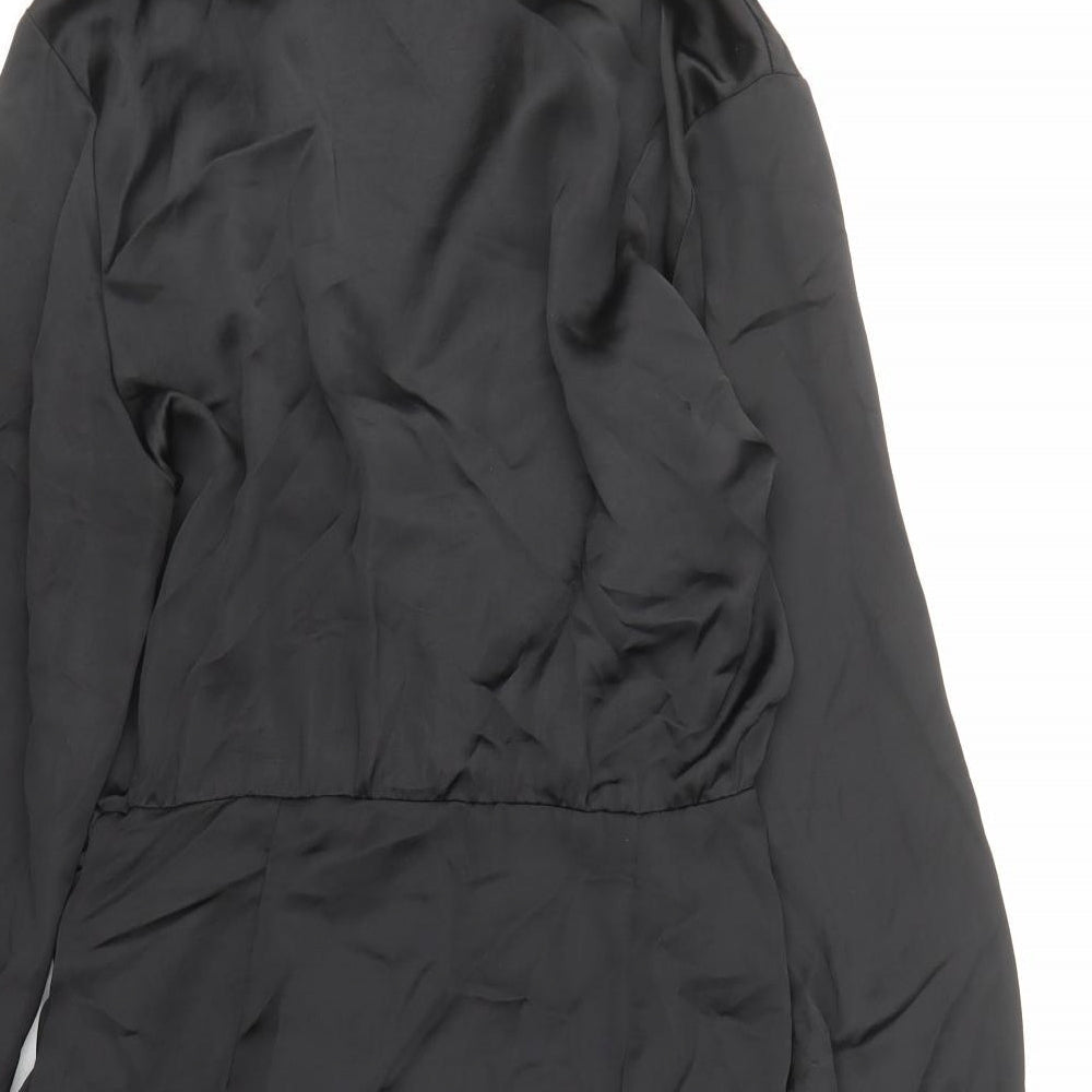 Zara Womens Black Polyester A-Line Size S Collared Zip