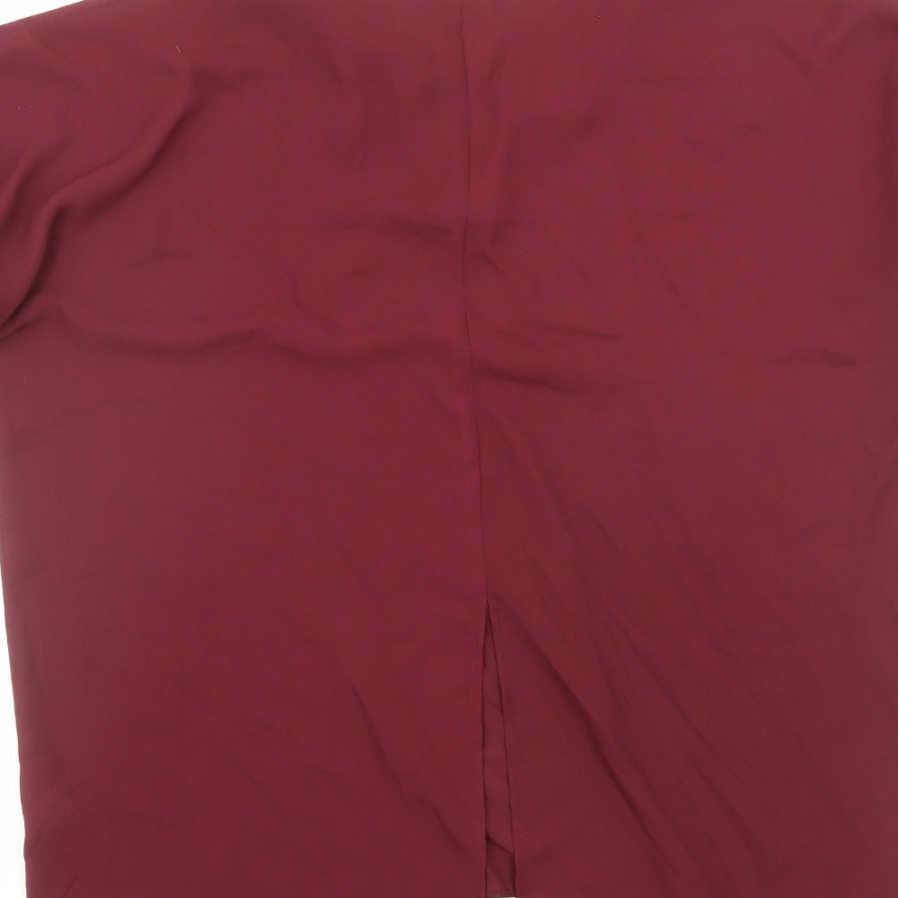River Island Womens Red Polyester Basic Blouse Size 14 V-Neck - Cold Shoulder