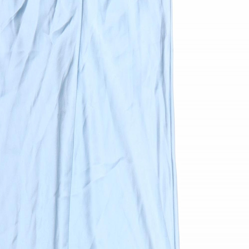 Zara Womens Blue Polyester A-Line Size S Round Neck Zip