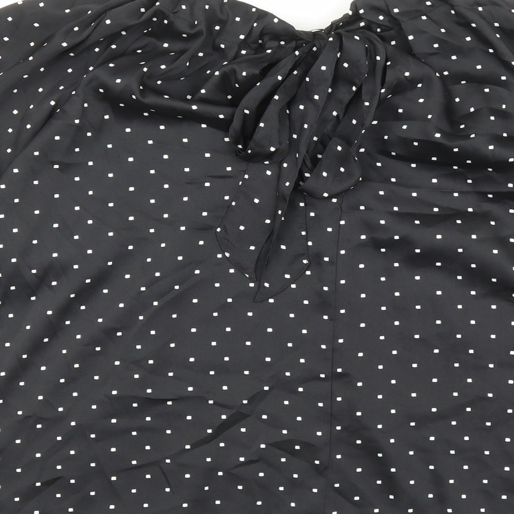 Marks & Spencer Womens Black Geometric Polyester Basic Blouse Size 12 Round Neck