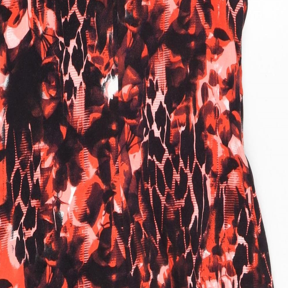 Roman Womens Red Animal Print Viscose Sheath Size 12 Round Neck Pullover