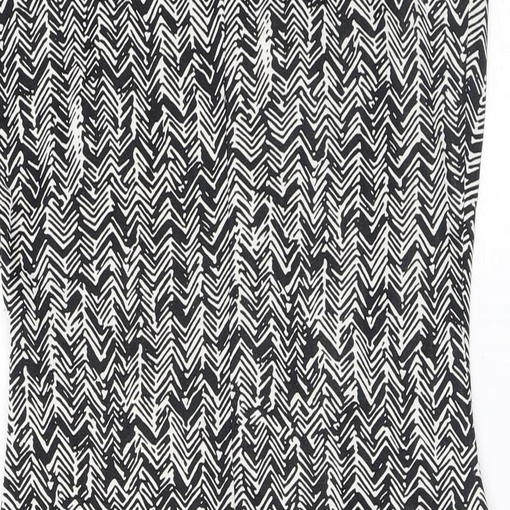 Mango Womens Black Geometric Polyester Shift Size S Scoop Neck Pullover