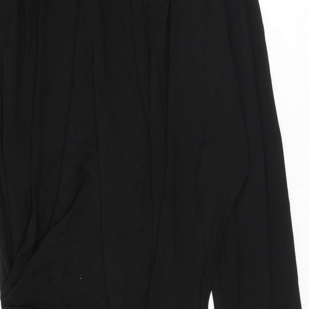 Zara Womens Black Viscose Bodycon Size L Mock Neck Snap - One shoulder